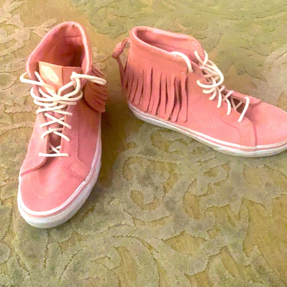 Pink vans with fringe  size 3 light pink